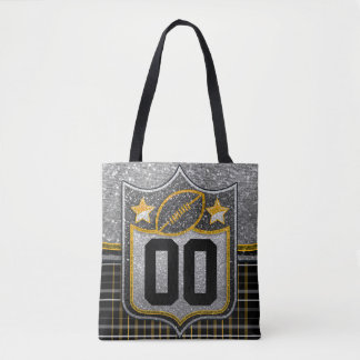 Black and Yellow Gold School Football Jersey Tote Bag