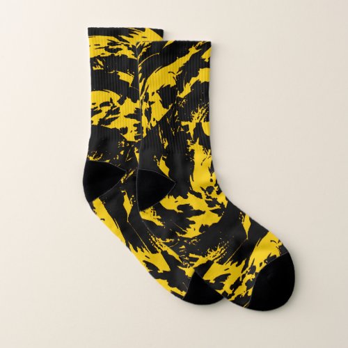 Black and Yellow Graffiti Splatter Socks