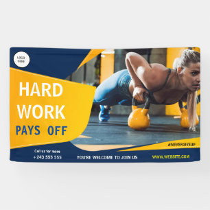 black and yellow gym fitness exercise workout banner
