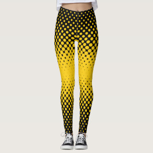 Black and yellow halftone dots leggings