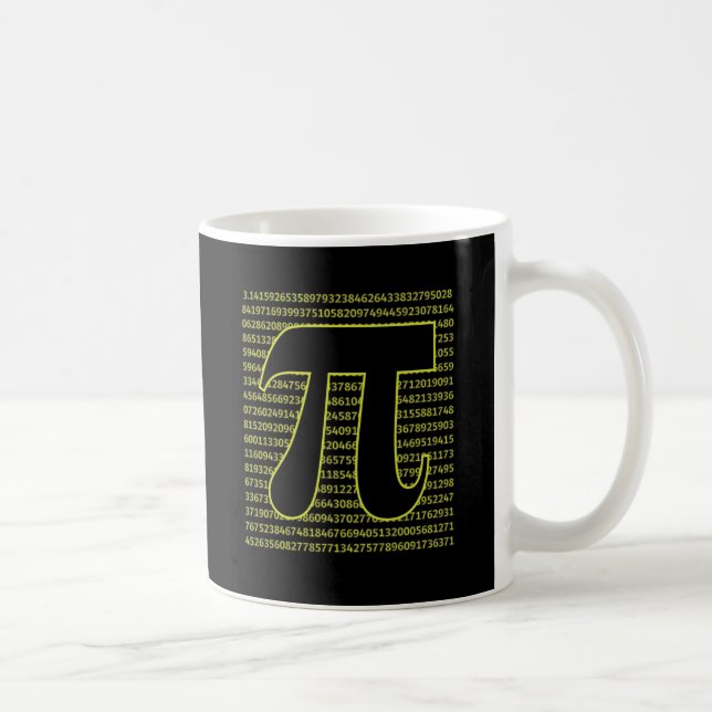 Black And Yellow Happy Pi Day 3.14 Coffee Mug (Right)