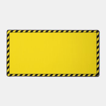 Black And Yellow Hazard Striped Desk Mat by FantasyCases at Zazzle