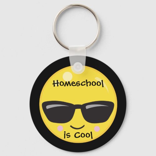 Black and Yellow Homeschool is Cool Emoji Keychain