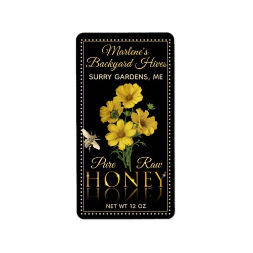 Black and Yellow Honey Label for 12 oz Hexagon Jar