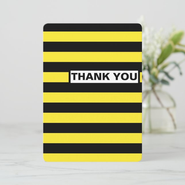 Black and Yellow Horizontal Stripes Note Card (Standing Front)
