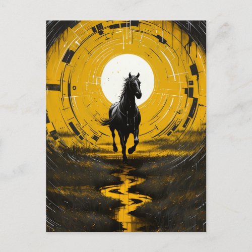 Black and Yellow Horse Postcard
