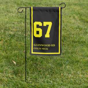 Black and Yellow Horse Racing Address Garden Flag