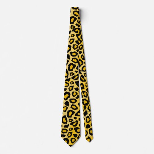 Black and Yellow Jaguar Print Neck Tie