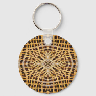 Black and yellow kaleidoscope fur pattern keychain