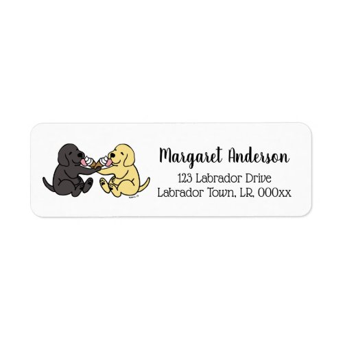Black and Yellow Labradors Sharing Ice Cream Label
