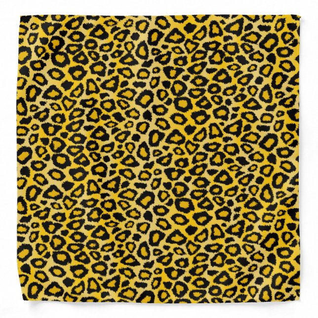 Black and Yellow Leopard Animal Print   Bandana (Front)