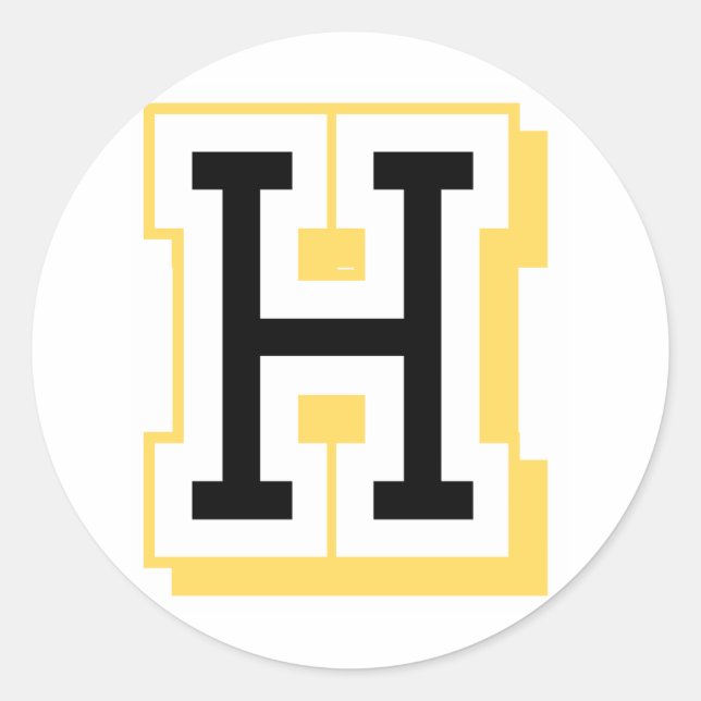 Black and Yellow Letter H Classic Round Sticker (Front)