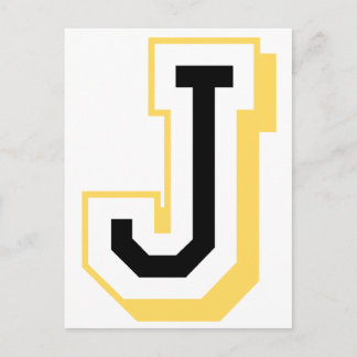 Black and Yellow Letter J Postcard