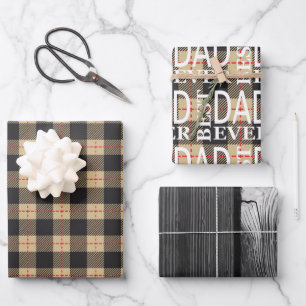 Black and yellow Lumberjack check fathers day set Wrapping Paper Sheets