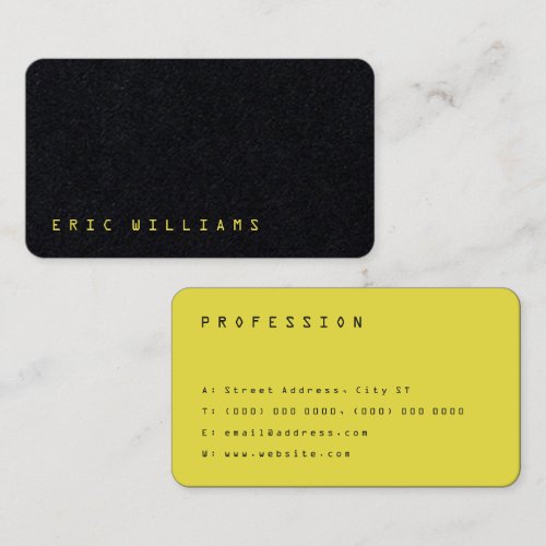 Black and yellow modern minimalist  business card