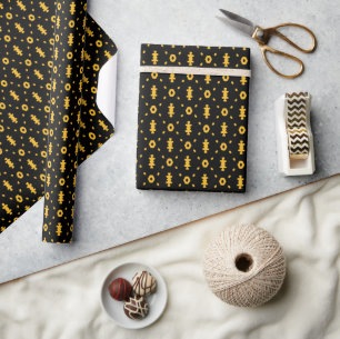 Black And Yellow Modern Mudcloth Wrapping Paper