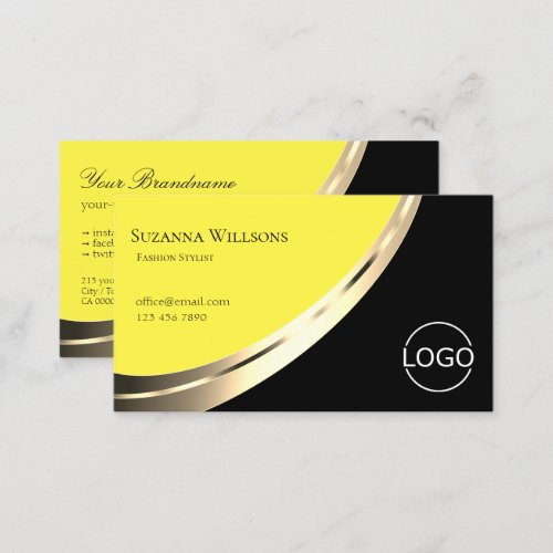 Black and Yellow Noble Gold Decor with Logo Modern Business Card