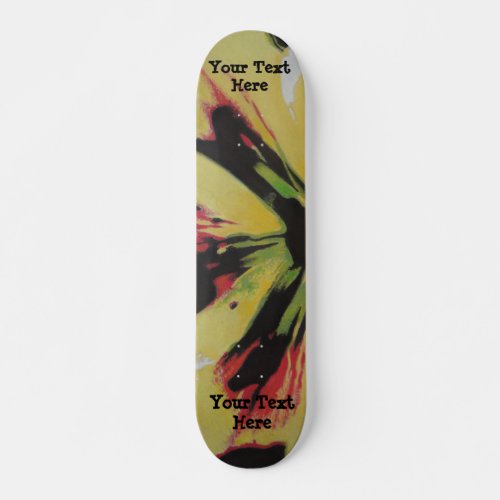 black and yellow original modern abstract art skateboard deck