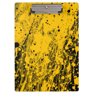 Black and Yellow Paint Splashes Clipboard