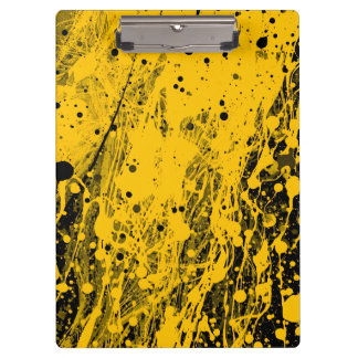 Black and Yellow Paint Splashes Clipboard