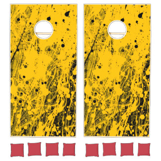 Black and Yellow Paint Splashes Cornhole Set