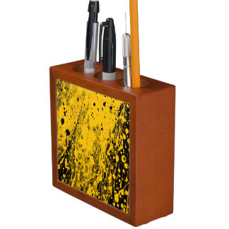 Black and Yellow Paint Splashes Desk Organizer