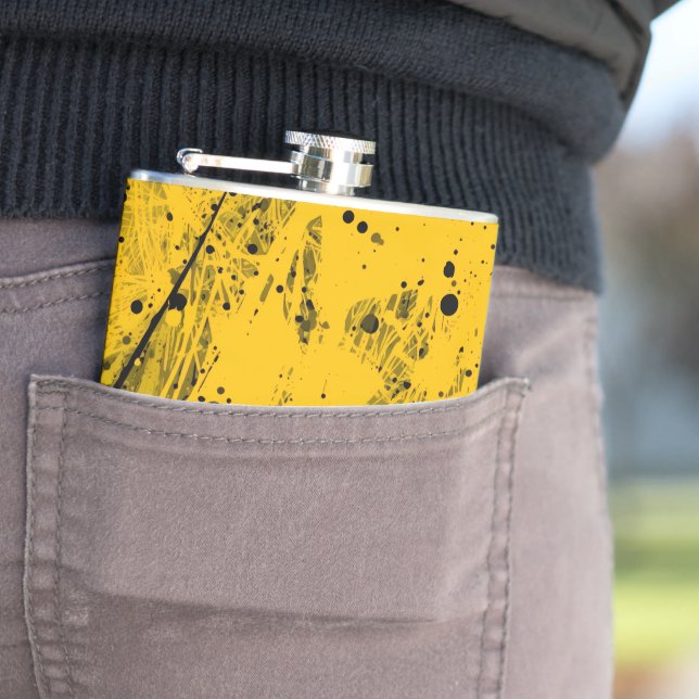 Black and Yellow Paint Splashes Flask (In Situ)