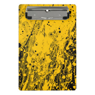 Black and Yellow Paint Splashes Mini Clipboard
