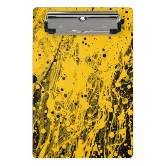 Black and Yellow Paint Splashes Mini Clipboard