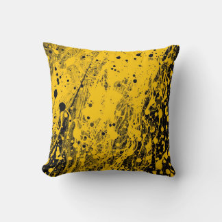 Black and Yellow Paint Splashes Throw Pillow