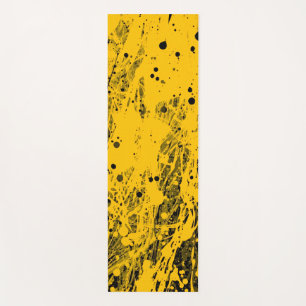 Black and Yellow Paint Splashes Yoga Mat