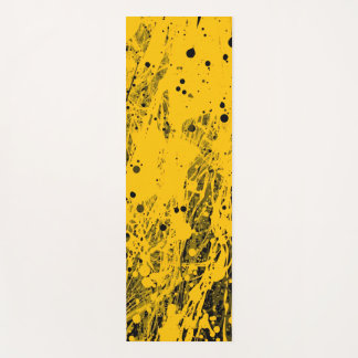 Black and Yellow Paint Splashes Yoga Mat