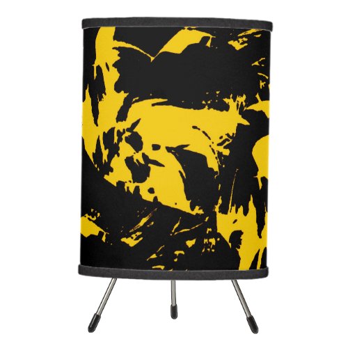 Black and Yellow Paint Splatter Graffiti Tripod Lamp