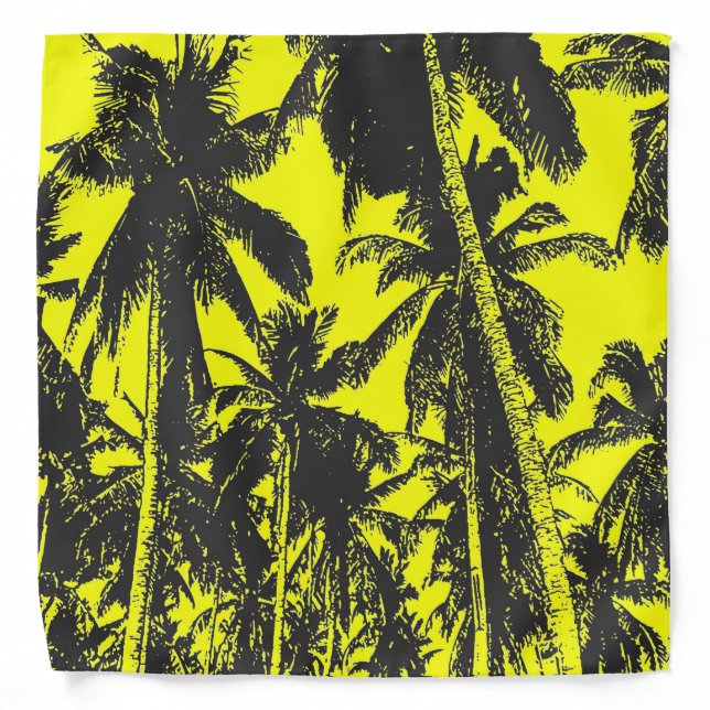 Black and Yellow Palm Trees Design Bandana (Front)