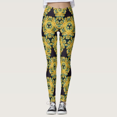 Black and Yellow Pattern Design Leggings