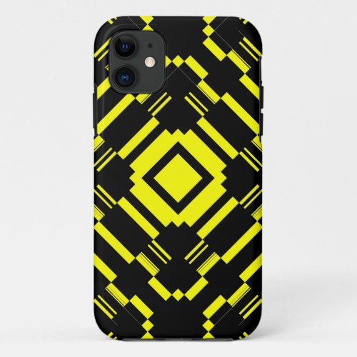 Black and Yellow Pattern Retro Art Design iPhone 11 Case