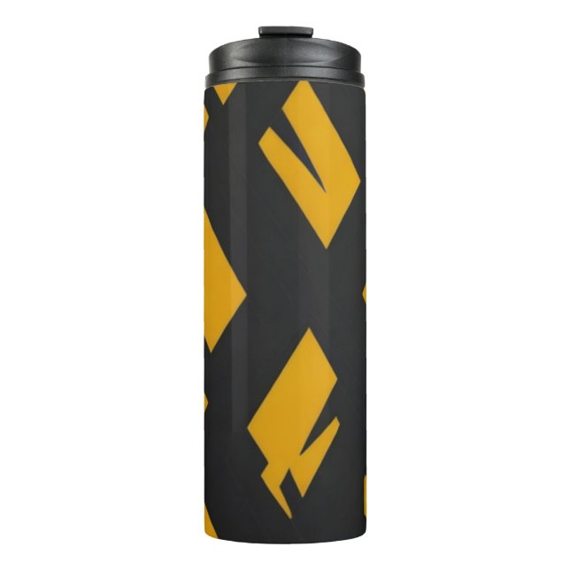 Black And Yellow Pattern Thermal Tumbler (Front)