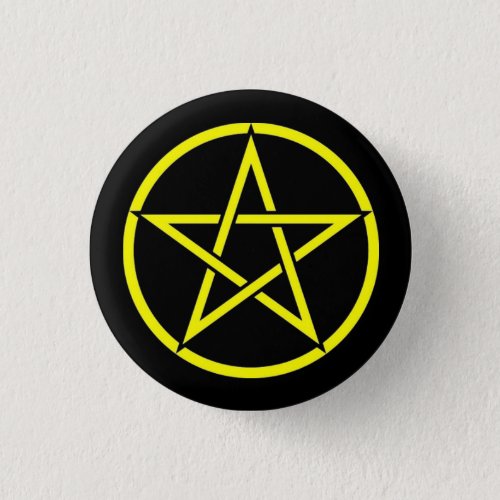 Black and Yellow Pentacle Pentagram Button Badge