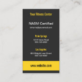 Black and Yellow Personal Trainer Bathroom Scales Business Card (Back)