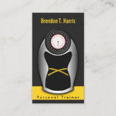 Black and Yellow Personal Trainer Bathroom Scales Business Card (Front)