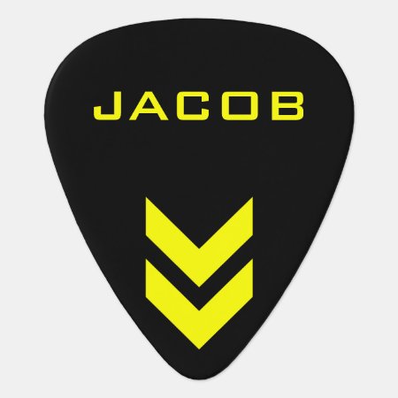Black And Yellow Personalized Name Guitar Pick