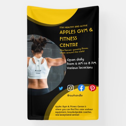 black and yellow Photo gym personal trainer fit  F Banner
