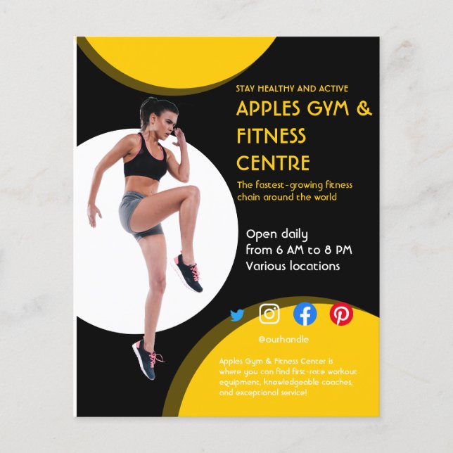 black and yellow Photo gym personal trainer fit  F Flyer (Front)