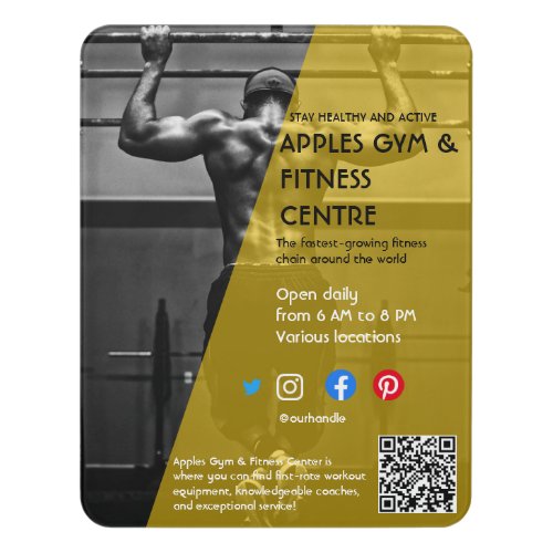black and yellow Photo gym personal trainer fit Fl Door Sign