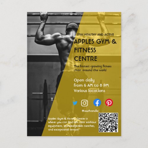 black and yellow Photo gym personal trainer fit Fl Postcard