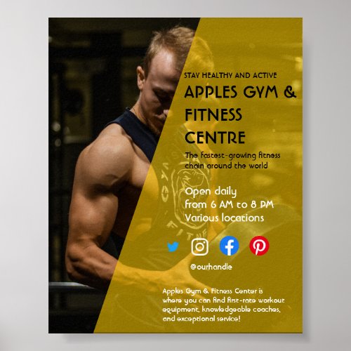 black and yellow Photo gym personal trainer fit Fl Poster