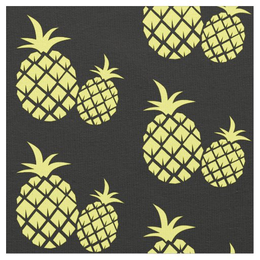 Black and Yellow Pineapples Fabric