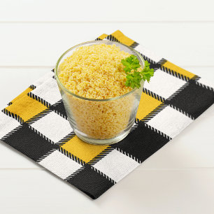 Black and Yellow Plaid Check Cloth Placemat