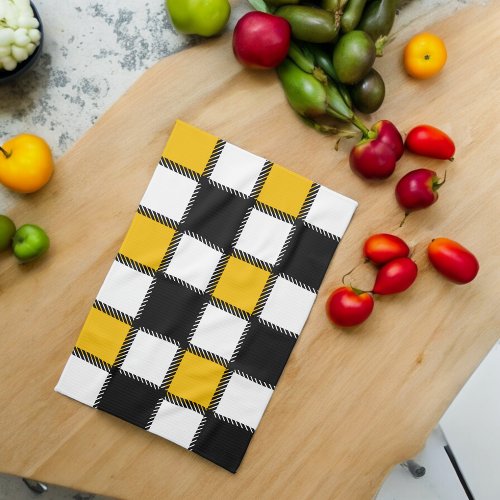 Black and Yellow Plaid Check Kitchen Towel