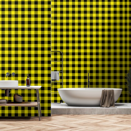 Black and Yellow Plaid Checked Wallpaper